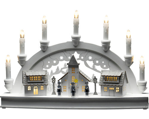 Decoratiune Din Lemn Cu Led Konstsmide 28x10x43 Cm Alb Cald