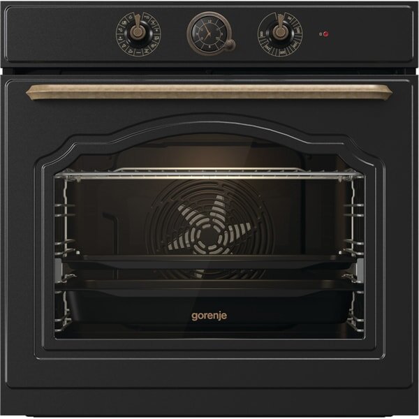 Cuptor incorporabil GORENJE BOS67372CLB, Electric, Airfry, Gatire asistata cu abur, 12 functii, Raft telescopic, 77 l, Clasa A, Negru