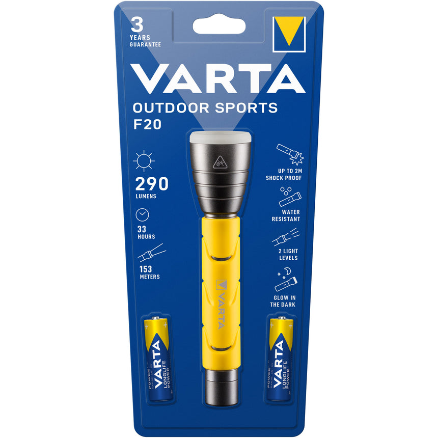 Lanterna LED Varta Outdoor Sports, 5W, 235 lm, 2AA, Galben