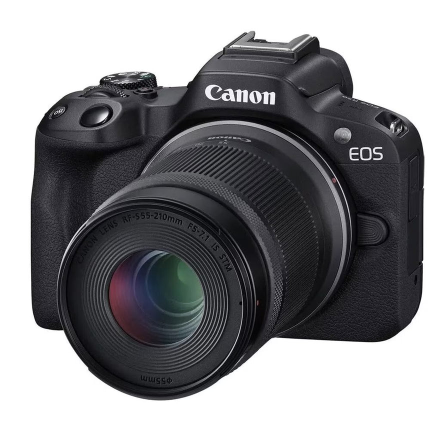 Aparat foto Mirrorless Canon EOS R50, 24.2MP, 4K + Obiectiv 18-45mm + Obiectiv 55-210mm, Negru