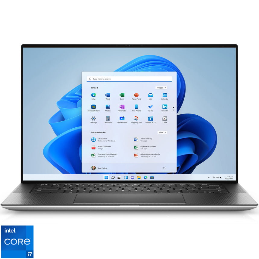 Laptop Dell XPS 9520 cu procesor Intel® Core™ i7-12700H pana la 4.7 GHz, 15.6", Full HD+, 16GB DDR5, 512GB SSD, NVIDIA GeForce RTX 3050 4GB GDDR6, Windows 11 Pro, Platinum Silver