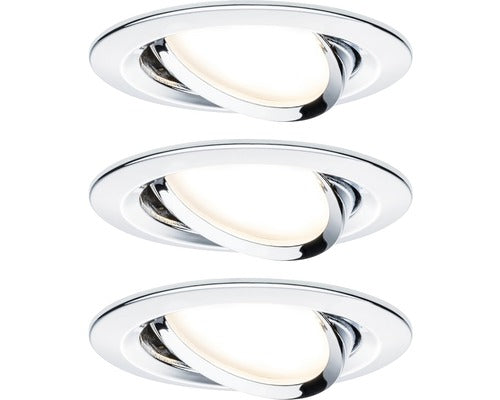 Spoturi Led Incastrate Nova 6, 5w Ø84 Mm, Module Becuri Led Coin Cu 3 Trepte De Instensitate Incluse, Crom, Pachet 3 Bucati