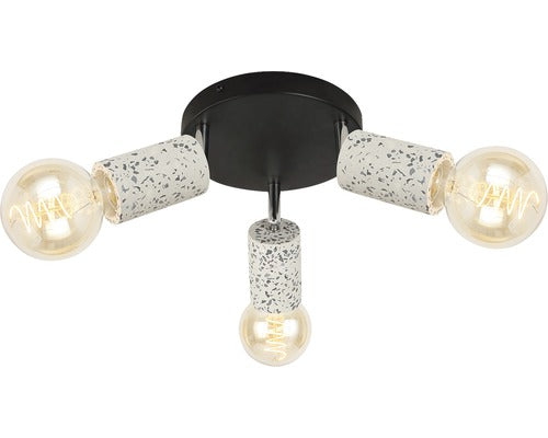 Plafoniera E27 Max. 3x40w, Negru/gri Beton