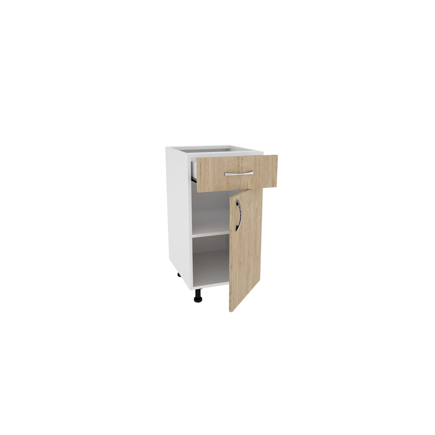 Corp Baza haaus Karo, 1 Sertar, 1 Usa, Lemn Natural/Alb, 40 x 50 x 80 cm