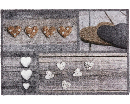 Covoras Intrare Ambiance Hearts Taupe 50x75 Cm