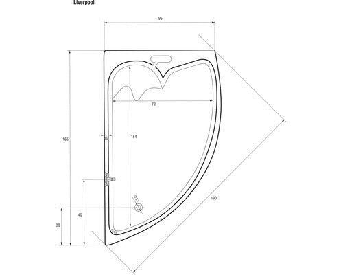 Cada de Baie Asimetriaa pe Colt Sanotechnik Liverpool, 165x95x45,5 cm, Colt dreapta, Acril, Alb, 7459640