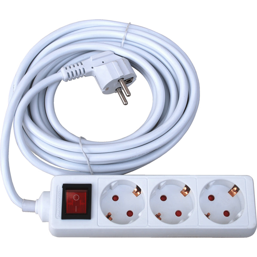 Prelungitor 3 prize Strohm, 3m, cu intrerupator, 3X1.5mmp, alb