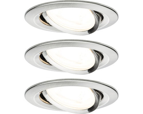 Spoturi Led Incastrate Nova Gu10 6, 5w Ø84 Mm, Becuri Led Incluse, Nichel Mat, Pachet 3 Bucati
