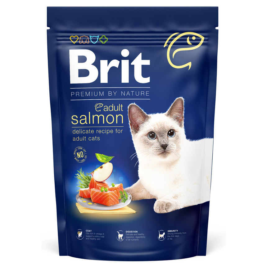 Hrana uscata pentru pisici Brit Premium By Nature Adult, Salmon, 1.5Kg
