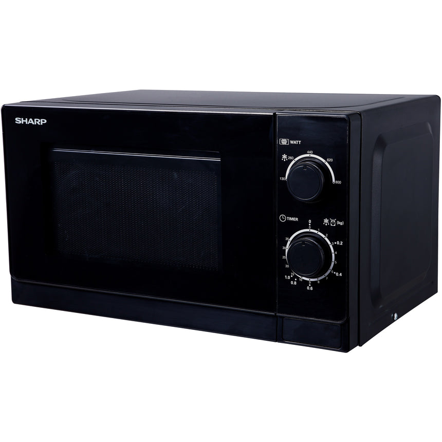 Cuptor cu microunde Sharp R200BKW, 20 l, 800 W, Mecanic, Negru