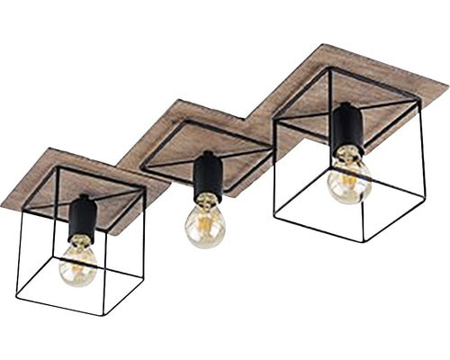 Plafoniera Coba E27 Max. 3x60w, Negru/maro Antic