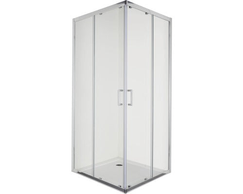 Cabina de dus patrata Sanotechnik Elite E80SC 80 x 80 x 195 cm sistem Soft Close sticla transparenta profil crom