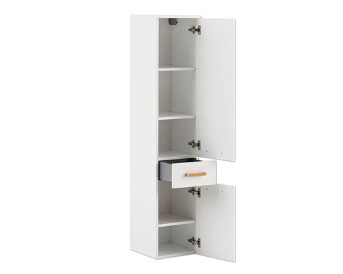 Dulap Baie Inalt Suspendat Duo 330, 2 Usi 1 Sertar, PAL, 32,7x160,1 cm, Alb
