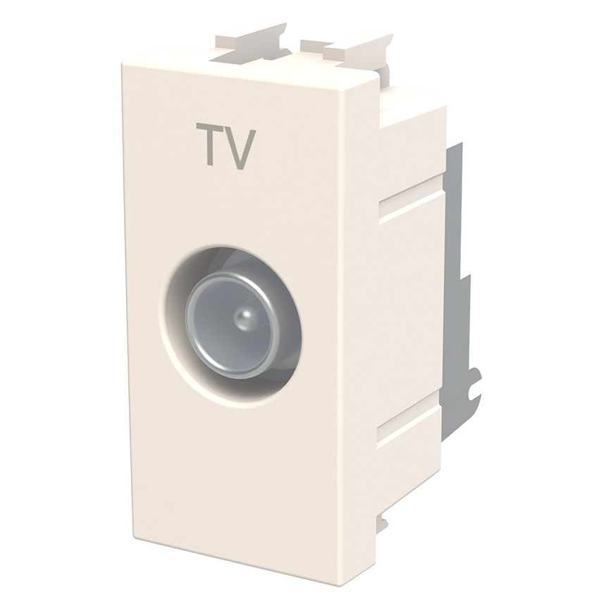 Priza TV de capat ABB Zenit 2CLA215070N1101, 1 modul, Tip Tata 9,52mm, 75Ohm, alba