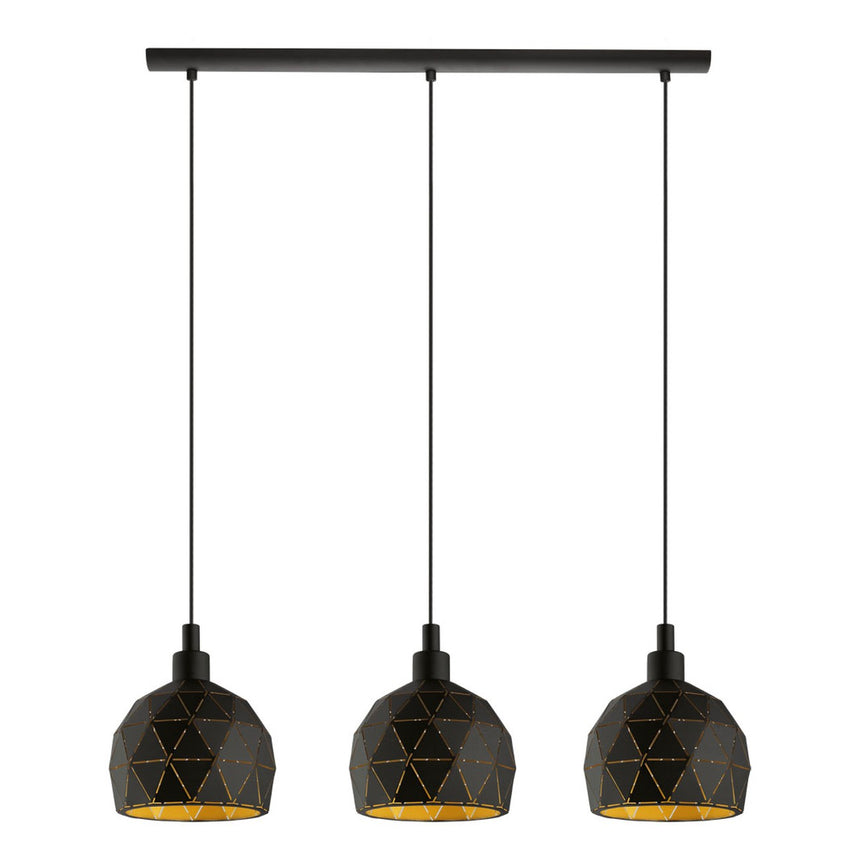 Lustra ROCCAFORTE, EGLO, 3xE14, otel, negru, auriu, 110 x 75 x 17 cm