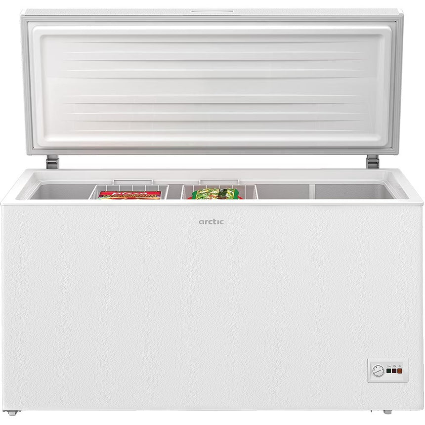 Lada frigorifica Arctic AMO47P30, 451 l, Clasa F, Conditii extreme, 2 cosuri metalice, Led lighting, Alb