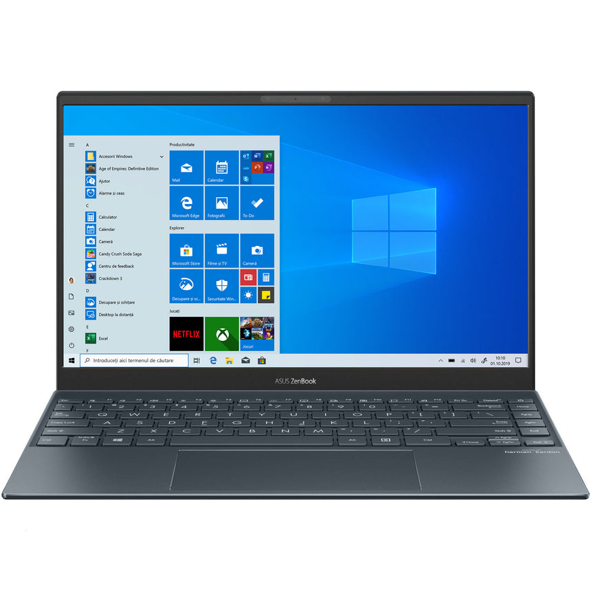 Laptop ultraportabil ASUS Zenbook 13 UM325UAZ cu procesor AMD Ryzen™ 5 5500U, 13.3", Full HD, OLED, 8GB, 512GB SSD, AMD Radeon™ Graphics, Windows 10 Home, Pine Grey
