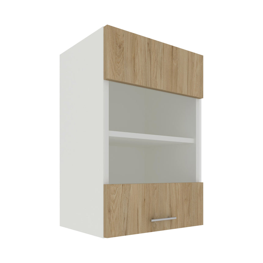 Corp Superior haaus Karo, O Usa, cu sticla, Lemn Natural/Alb, 40 x 30 x 60 cm