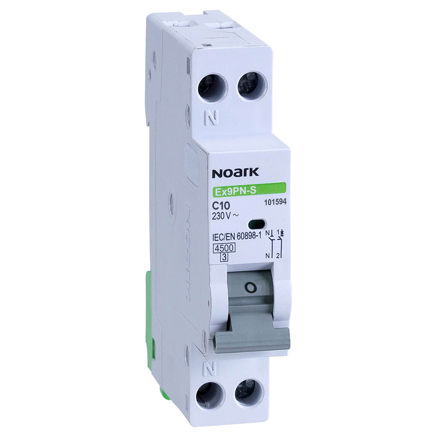 Siguranta electrica automata Noark 101594, 1P+N, 1 modul, curba C, cap. de rupere 4,5kA, 10A