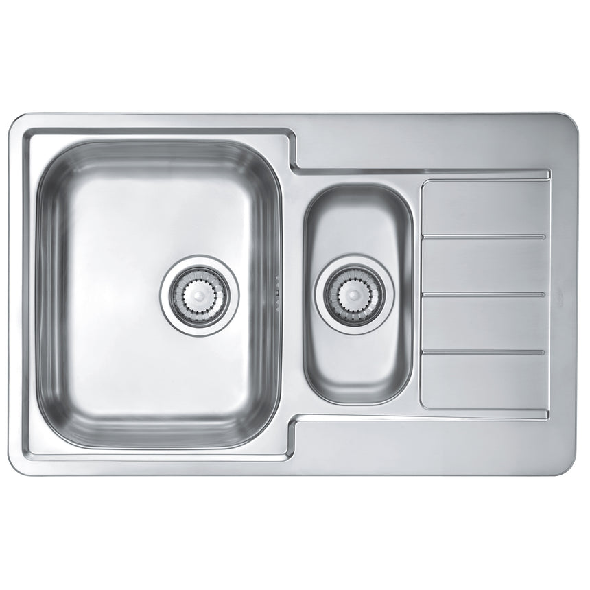 Chiuveta bucatarie Alveus Line 70 leinen, orientare cuva pe stanga, 790x500 mm, adancime cuva mare 160 mm, sifon inclus, Inox