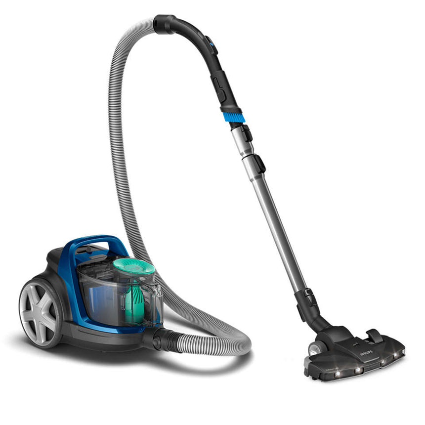 Aspirator fara sac Philips Seria 5000 FC9557/09, tehnologie PowerCyclone 7, 900W, filtru alergenic H13, cap de aspirare Triactive + LED, perie miniTurbo pentru parul animalelor, Albastru