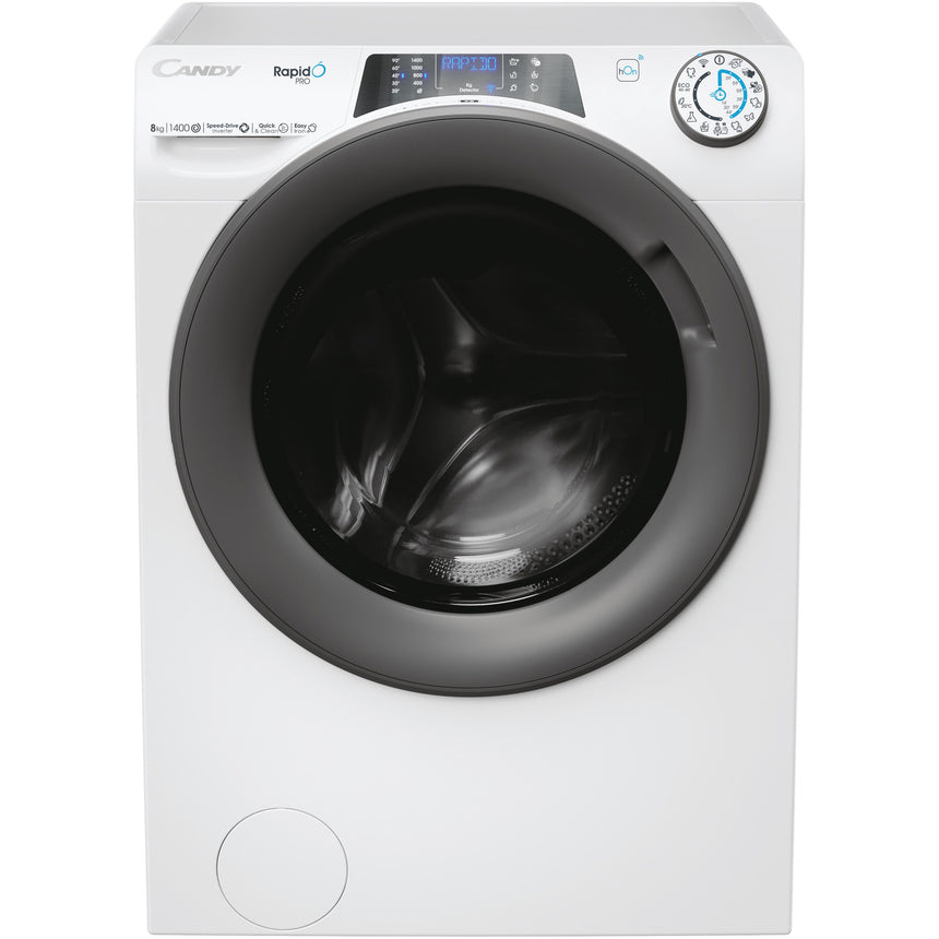 Masina de spalat rufe Candy Rapido Pro RP 486BWMR/1-S, 8 kg, 1400 RPM, Clasa A, Motor Inverter, Quick&Clean Technology, Steam Hygiene+, WiFi, Easy Iron+, Alb