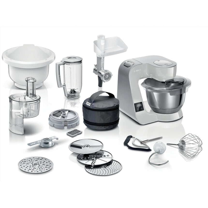 Robot de bucatarie Bosch MUM5XL72, cu cantar integrat, 1000 W, Bol otel inoxidabil 3.9 l, blender 1.25 l, 7 viteze+impulse, mixare planetara 3D, graphit