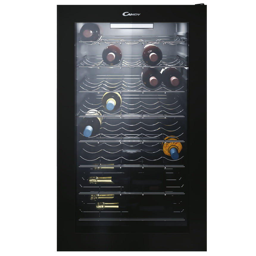 Vitrina de vinuri Candy CWC 150EM/N, 41 sticle, Clasa G, MonoZone, Iluminare LED, Negru