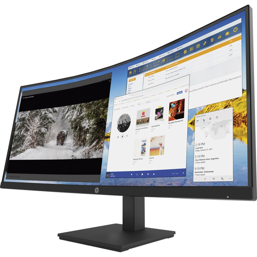 Monitor Curbat LED HP M34d,34'' VA, WQHD(3440 x 1440), 100Hz, 1500R, Speakers, USB Type-C™, DisplayPort™, HDMI, USB-A, VESA, 3500:1, 5ms