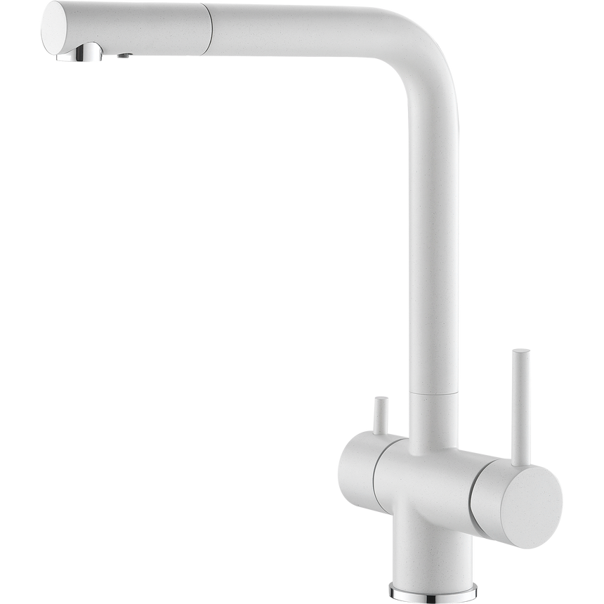 Baterie Alveus Aquila, 3 cai pentru apa cald, apa rece, filtru de apa, cartus ceramic, Alb