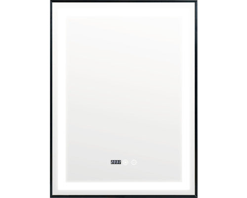 Oglinda baie cu rama neagra, iluminare LED, functie Touch 60x80 cm 80-7-3K-N