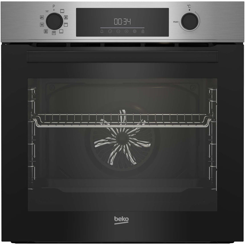 Cuptor incorporabil Beko BBIM11300XFP, Electric, Multifunctional, 71 l, Clasa A+, Autocuratare pirolitica, 9 functii, RecycledNet™, AEROperfect™, Afisaj Led, Grill, Negru/Inox