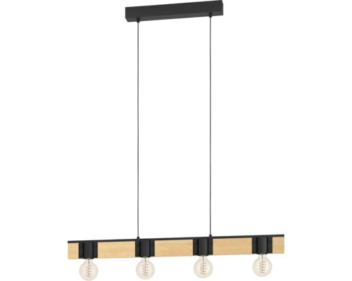 Lustra Bailrigg E27 4x40w, Lemn/negru