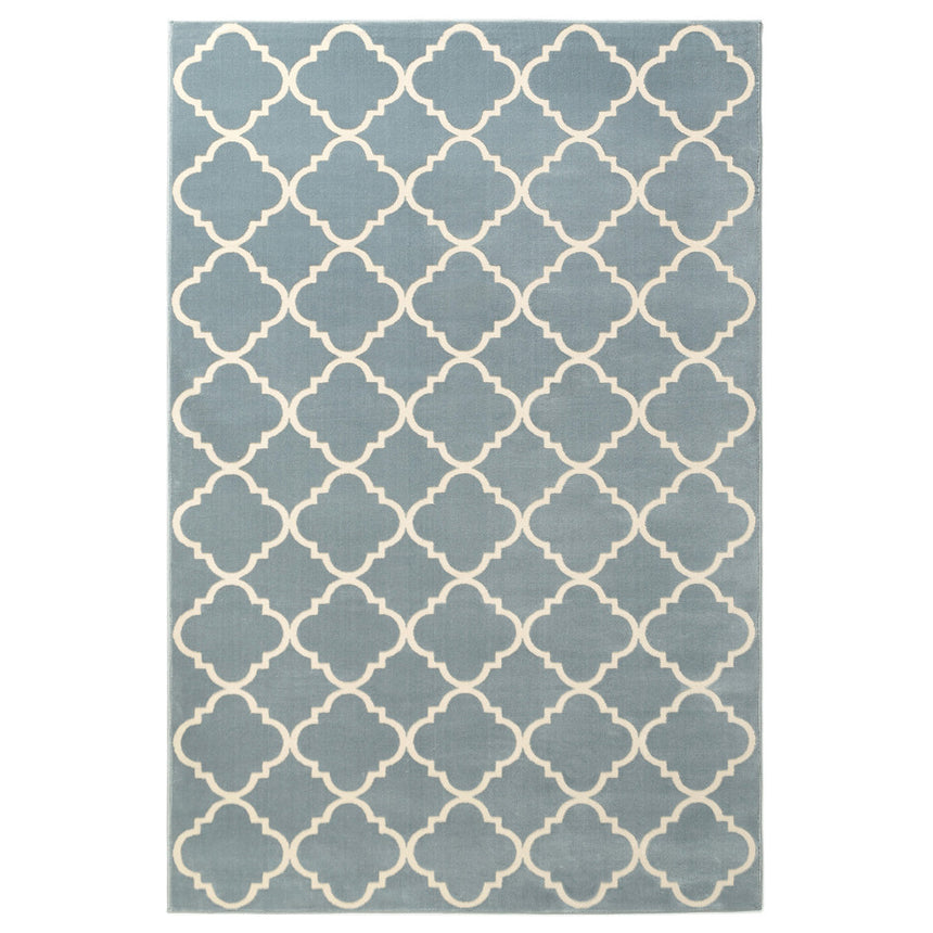 Covor Carpeta sintetic, Colectia Geo 8876-1-43236, 60x110 cm, gri/albastru, model geometric