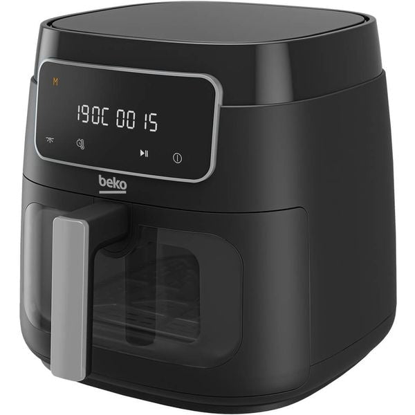 Friteuza cu aer cald BEKO ExpertFry XL FRL3374B, 7.6l, 1750W, 9 programe, geam transparent, cuva antiaderenta, display digital, negru-argintiu