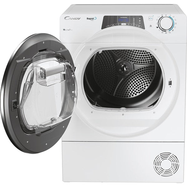 Uscator de rufe Candy Rapido Pro RPEH10A2TCBEX-S, Pompa de caldura, 10 kg, Clasa A++, WiFi, Easy Case, Programe rapide de uscare, Dry Senzor, Kilo Detector, Alb