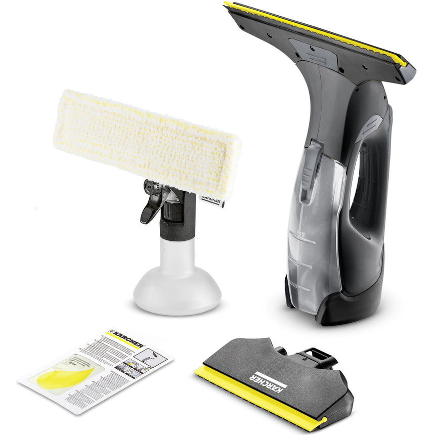 Aspirator pentru geamuri Karcher WV 5 Plus N Black Edition, autonomie 35 min, randament max. 105 m², rezervor 100 ml, recipient pulverizator cu laveta, detergent 20 ml, incarcator, duza lata, duza ingusta, 1.633-467.0, Negru/Galben