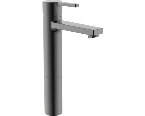 Baterie lavoar monocomanda inalta Roca Naia tehnologie Cold Start brushed titanium black