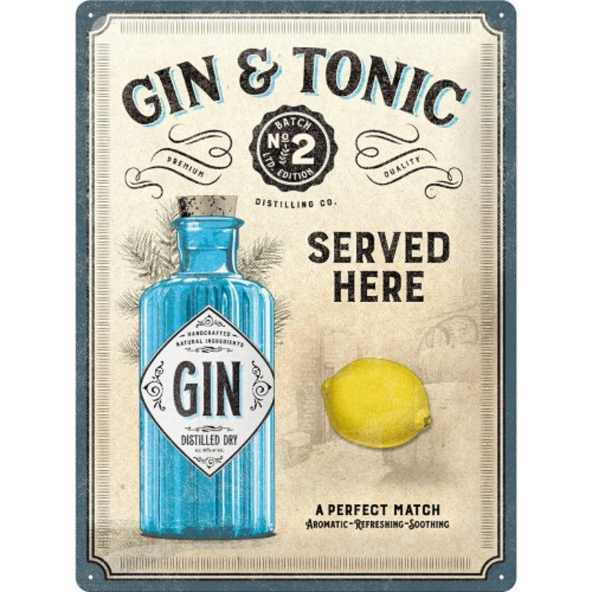 Placa metalica - Gin & Tonic 30x40 cm