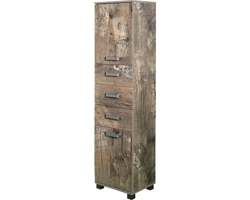 Dulap Baie Inalt Milan 400, 2 Usi 3 Sertare, PAL, 163,7x40,3 cm, Stejar Panama