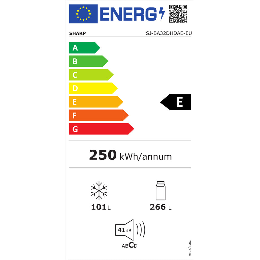 Combina frigorifica SHARP SJ-BA32DHDAE-EU, AdvancedNoFrost, 367 l, H 201 cm, Clasa E, Dozator Apa, Argintiu Inchis