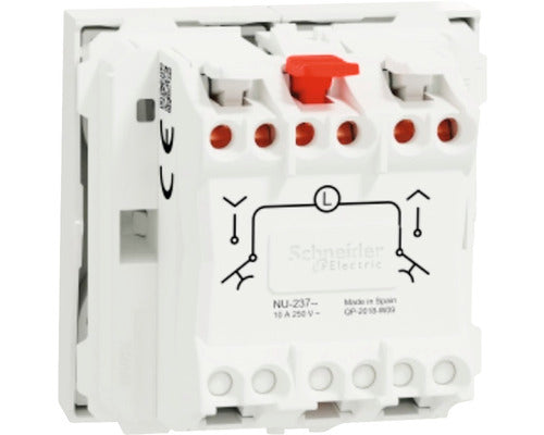 Intrerupator pentru jaluzele Schneider Electric Unica NU323718, 2 module, simbol sageti sus-jos, alb