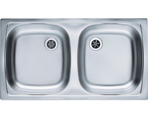 Chiuveta bucatarie cu 2 cuve ALVEUS Basic 160 Leinen, 78x43,5 cm, fara picurator, inox