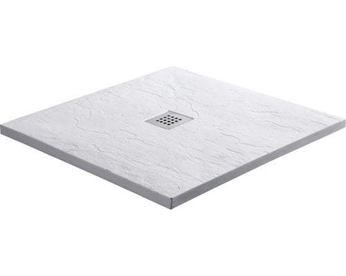Cadita de Dus Patrata Sanotechnik Kreta, 90x90x2,5 cm, Marmura Artificiala, 51010P, Alb