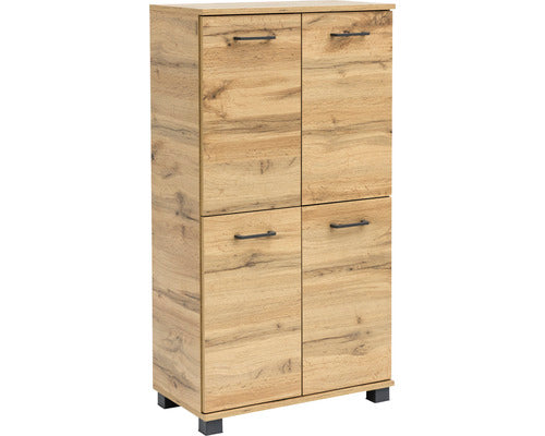 Dulap Baie Nora 600, 4 Usi, PAL, 59,8x116,9 cm, Stejar