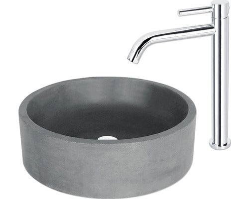 Lavoar rotund Marba cu Montaj pe Blat, 42 cm, Beton, Gri Inchis