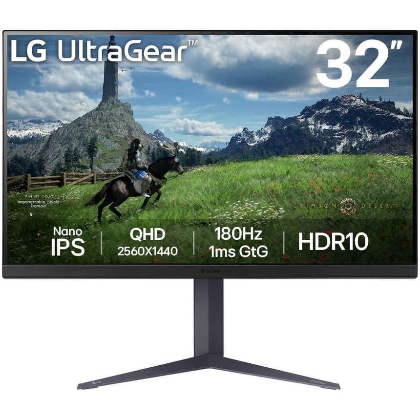Monitor Gaming LED Nano IPS LG UltraGear™ 31.5", QHD (2560x1440), 180Hz, 1ms, AMD FreeSync™, NVIDIA G-Sync™ Compatible, HDR 10, DCI-P3 98%, HDMI, DisplayPort, Jack, USB, Pivot, VESA, negru