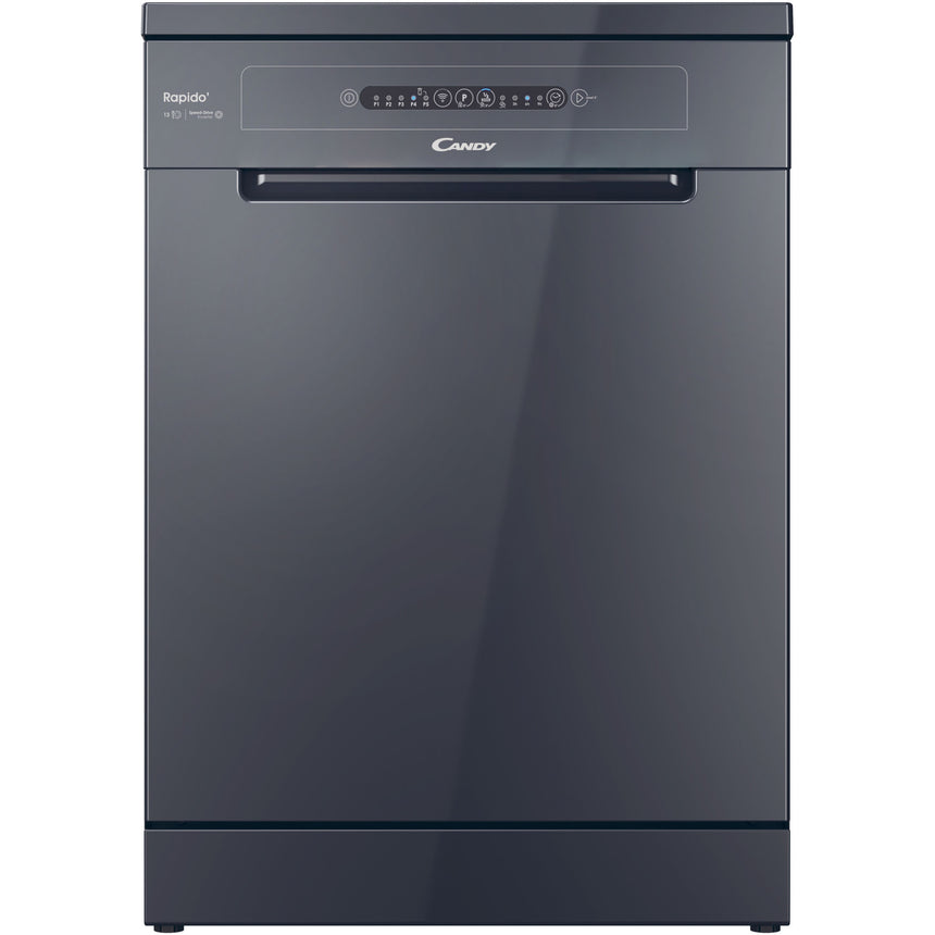 Masina de spalat vase Candy Rapido CF 3E9E0A, 13 seturi, 5 programe, Clasa E, Motor Inverter, Rapid 49', Maxi Tub, 60 cm, Antracit