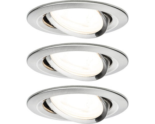 Spoturi Led Incastrate Nova Gu10 6, 5w Ø84 Mm, Becuri Led Cu 3 Trepte De Instensitate Incluse, Nichel Mat, Pachet 3 Bucati