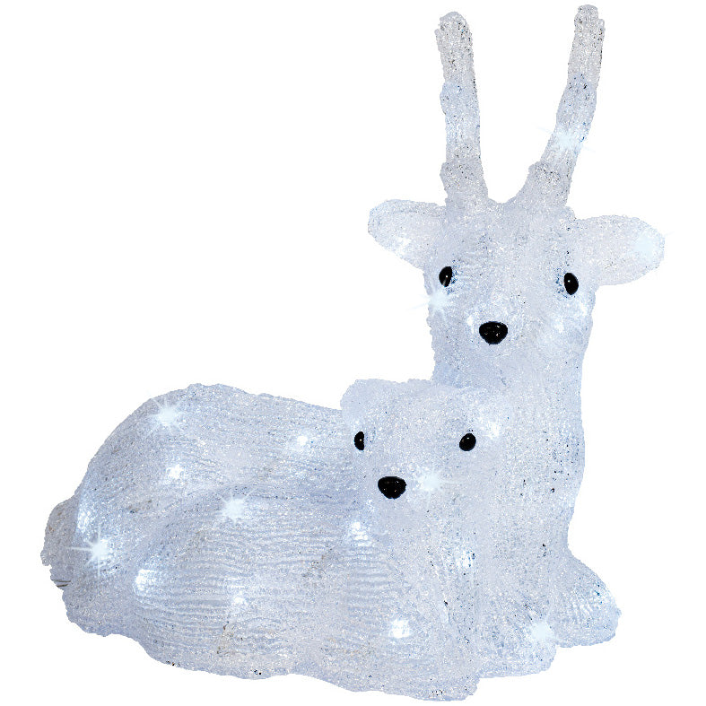 Ren decorativ Craciun Lumineo, 40 LED-uri, 34x25x34 cm, lumina rece, exterior, alimentare baterii